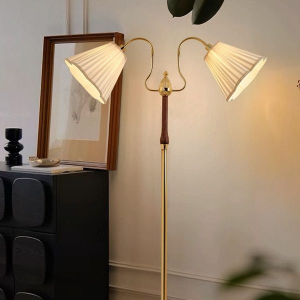 Đèn Sàn 2 Đầu Hoa Đèn Kiểu Pháp Retro Xoay 360 Độ Trang Trí Phòng Ngủ, Phòng Khách