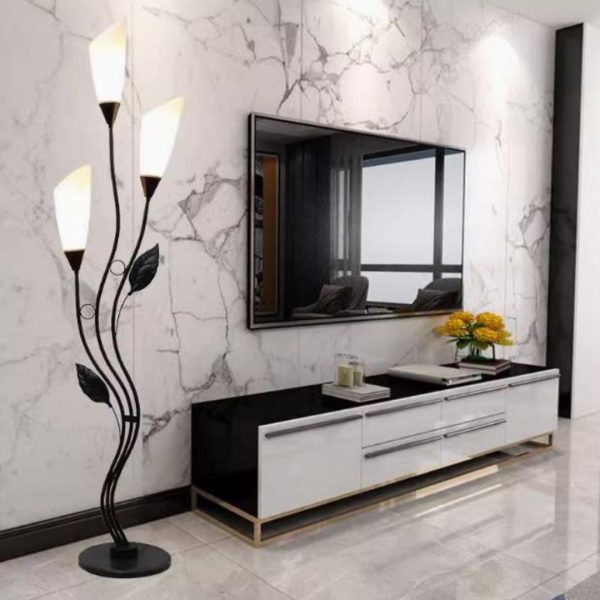 Đèn Sàn 3 Bông Hoa Trắng Đen Hiện Đại Ánh Sáng Ấm Decor Phòng Ngủ, Phòng Khách