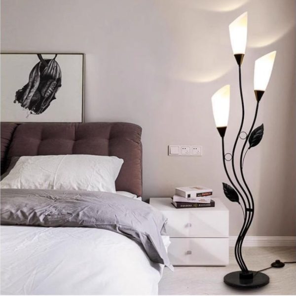 Đèn Sàn 3 Bông Hoa Trắng Đen Hiện Đại Ánh Sáng Ấm Decor Phòng Ngủ, Phòng Khách