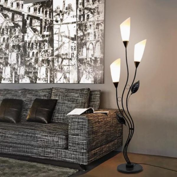 Đèn Sàn 3 Bông Hoa Trắng Đen Hiện Đại Ánh Sáng Ấm Decor Phòng Ngủ, Phòng Khách