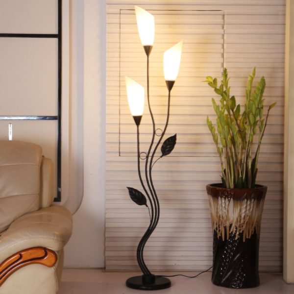 Đèn Sàn 3 Bông Hoa Trắng Đen Hiện Đại Ánh Sáng Ấm Decor Phòng Ngủ, Phòng Khách