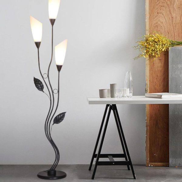 Đèn Sàn 3 Bông Hoa Trắng Đen Hiện Đại Ánh Sáng Ấm Decor Phòng Ngủ, Phòng Khách