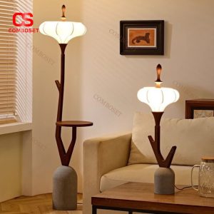 Đèn Sàn Gỗ Kết Hợp Bàn Cafe Cổ Điển Phong Cách Trung Quốc Chiếu Sáng Phòng Khách