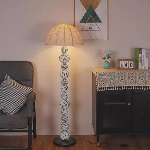 Đèn Sàn Gỗ Vằn Trắng Đen Hình Học Nghệ Thuật Trang Trí Phòng Khách, Góc Sofa, Phòng Ngủ