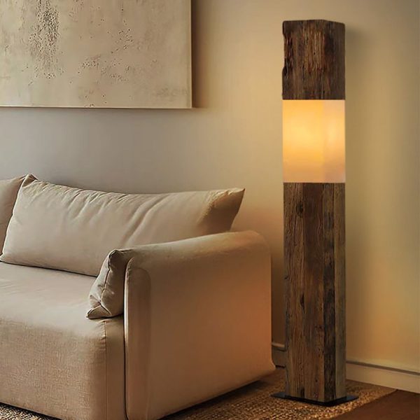 Đèn Sàn Khối Gỗ Vuông Dài Phòng Cách Wabi Sabi Tối Giản Mộc Mạc Decor Phòng Trà, Phòng Tiếp Khách