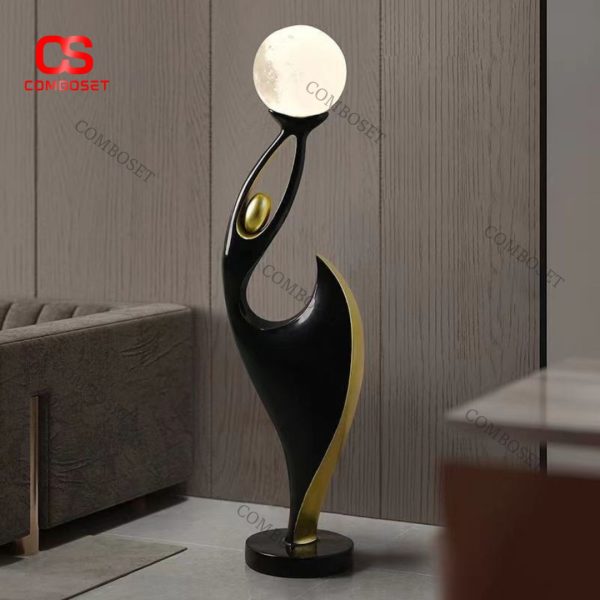 Đèn Sàn Nghệ Thuật Cô Gái Múa Cùng Quả Bóng Trừu Tượng Decor Phòng Khách Thời Thượng