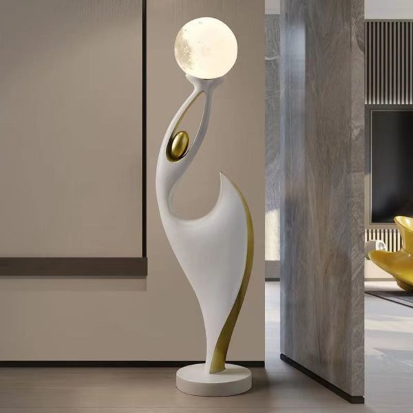 Đèn Sàn Nghệ Thuật Cô Gái Múa Cùng Quả Bóng Trừu Tượng Decor Phòng Khách Thời Thượng