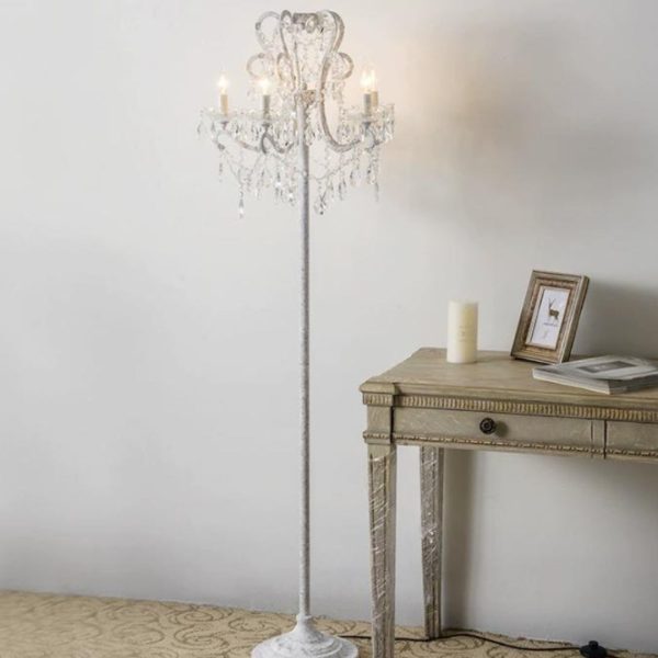 Đèn Sàn Pha Lê Trắng Sang Trọng Decor Không Gian Phòng Khách, Phòng Ngủ Hiện Đại