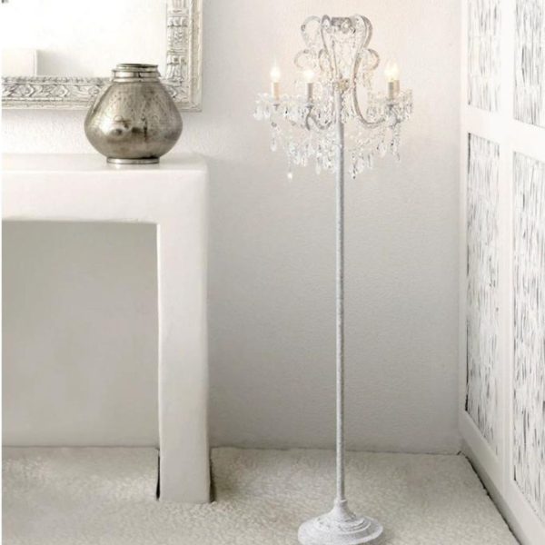 Đèn Sàn Pha Lê Trắng Sang Trọng Decor Không Gian Phòng Khách, Phòng Ngủ Hiện Đại