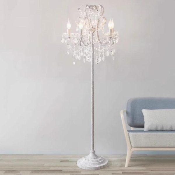 Đèn Sàn Pha Lê Trắng Sang Trọng Decor Không Gian Phòng Khách, Phòng Ngủ Hiện Đại