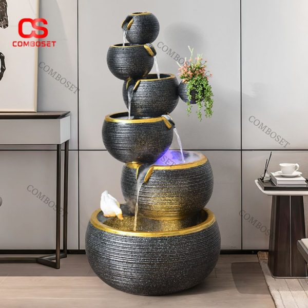 Đèn Sàn Thác Nước Chảy Phong Cách Trung Quốc Decor Cảnh Quan, Phòng Khách, Làm Quà Tặng Tân Gia