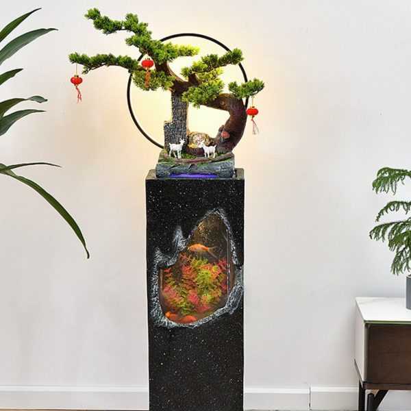 Đèn Sàn Thác Nước Chảy Phong Cách Trung Quốc Decor Cảnh Quan, Phòng Khách, Làm Quà Tặng Tân Gia