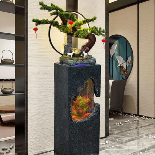 Đèn Sàn Thác Nước Chảy Phong Cách Trung Quốc Decor Cảnh Quan, Phòng Khách, Làm Quà Tặng Tân Gia
