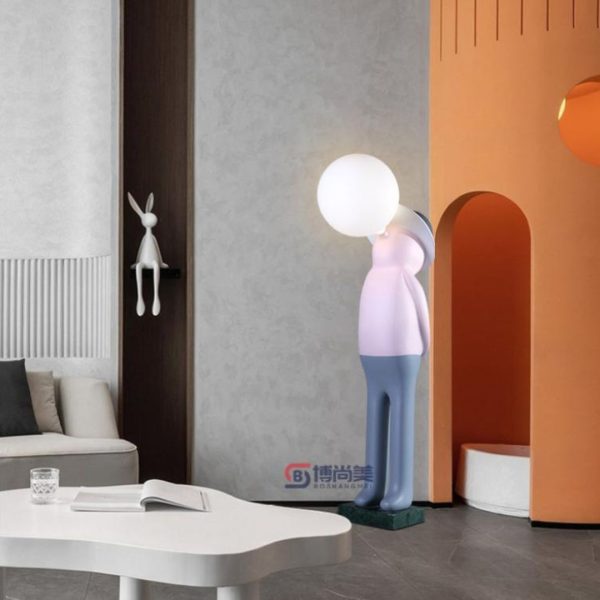 Đèn Sàn Tượng Hình Người Thổi Bóng Điêu Khắc Sáng Tạo Decor Phòng Khách Thời Trang