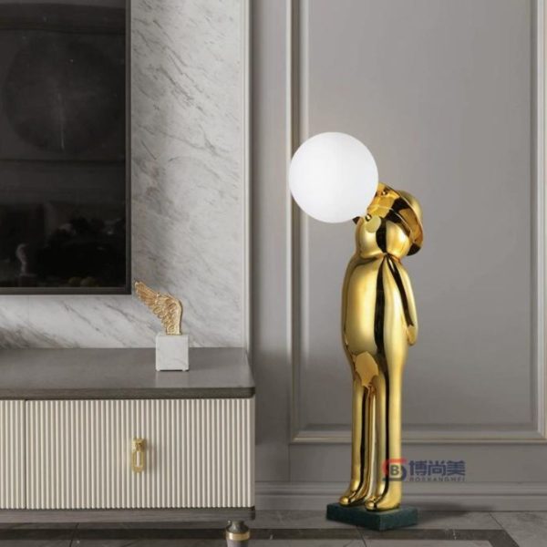 Đèn Sàn Tượng Hình Người Thổi Bóng Điêu Khắc Sáng Tạo Decor Phòng Khách Thời Trang