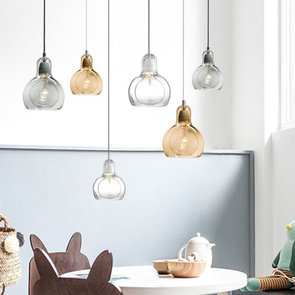 Đèn Thả Bóng Thuỷ Tinh Trong Suốt Cá Tinh Đơn Giản Decor Bàn Ăn, Nhà Hàng