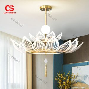 Đèn Thả Hoa Sen 2 Tầng Phong Cách Trung Quốc Trang Trí Phòng Trà, Phòng Khách