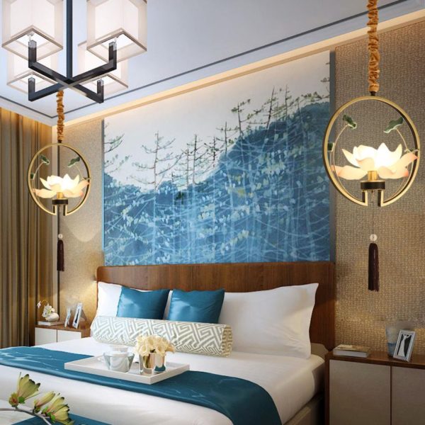 Đèn Thả Hoa Sen Trung Hoa Sáng Tạo Phòng Trà, Nhà Hàng, Phòng Khách Biệt Thự
