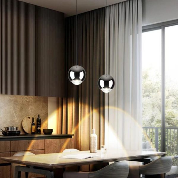 Đèn Thả Quả Bóng Tròn Nhôm Nhỏ Gọn Tối Giản Decor Phòng Bếp, Đầu Giường Ngủ Hiện Đại