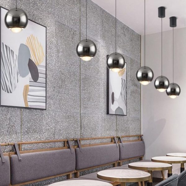 Đèn Thả Quả Bóng Tròn Nhôm Nhỏ Gọn Tối Giản Decor Phòng Bếp, Đầu Giường Ngủ Hiện Đại