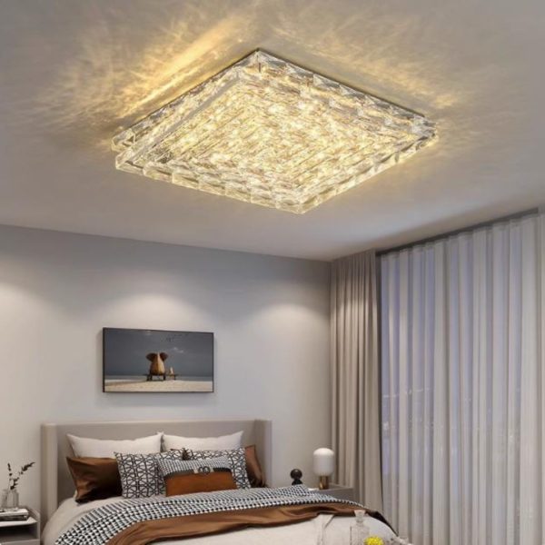 Đèn Trần 2 Lớp Pha Lê K9 Hình Vuông Sang Trọng Decor Phòng Khách Chung Cư, Phòng Ngủ Lãng Mạn