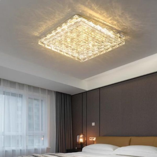 Đèn Trần 2 Lớp Pha Lê K9 Hình Vuông Sang Trọng Decor Phòng Khách Chung Cư, Phòng Ngủ Lãng Mạn