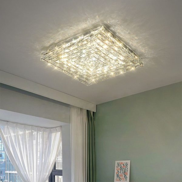 Đèn Trần 2 Lớp Pha Lê K9 Hình Vuông Sang Trọng Decor Phòng Khách Chung Cư, Phòng Ngủ Lãng Mạn
