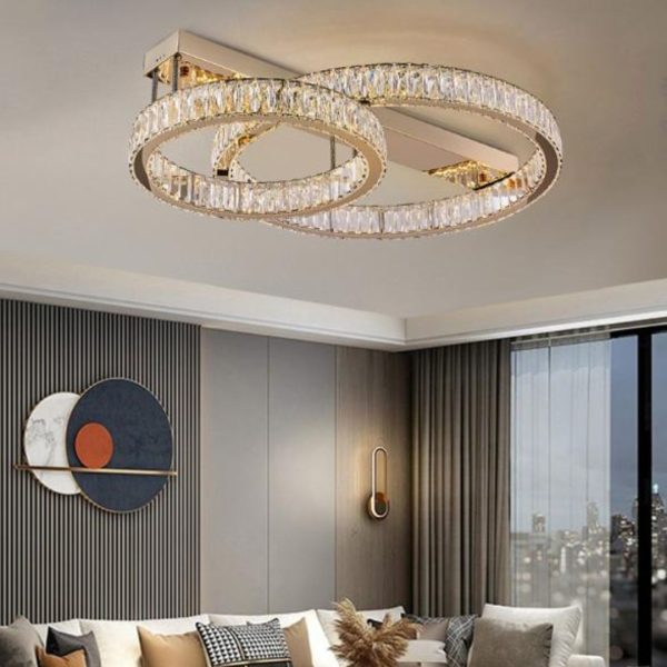 Đèn Trần Pha Lê Tròn Sang Trọng Có 3 Chế Độ Sáng Trang Hoàng Phòng Khách, Phòng Ngủ