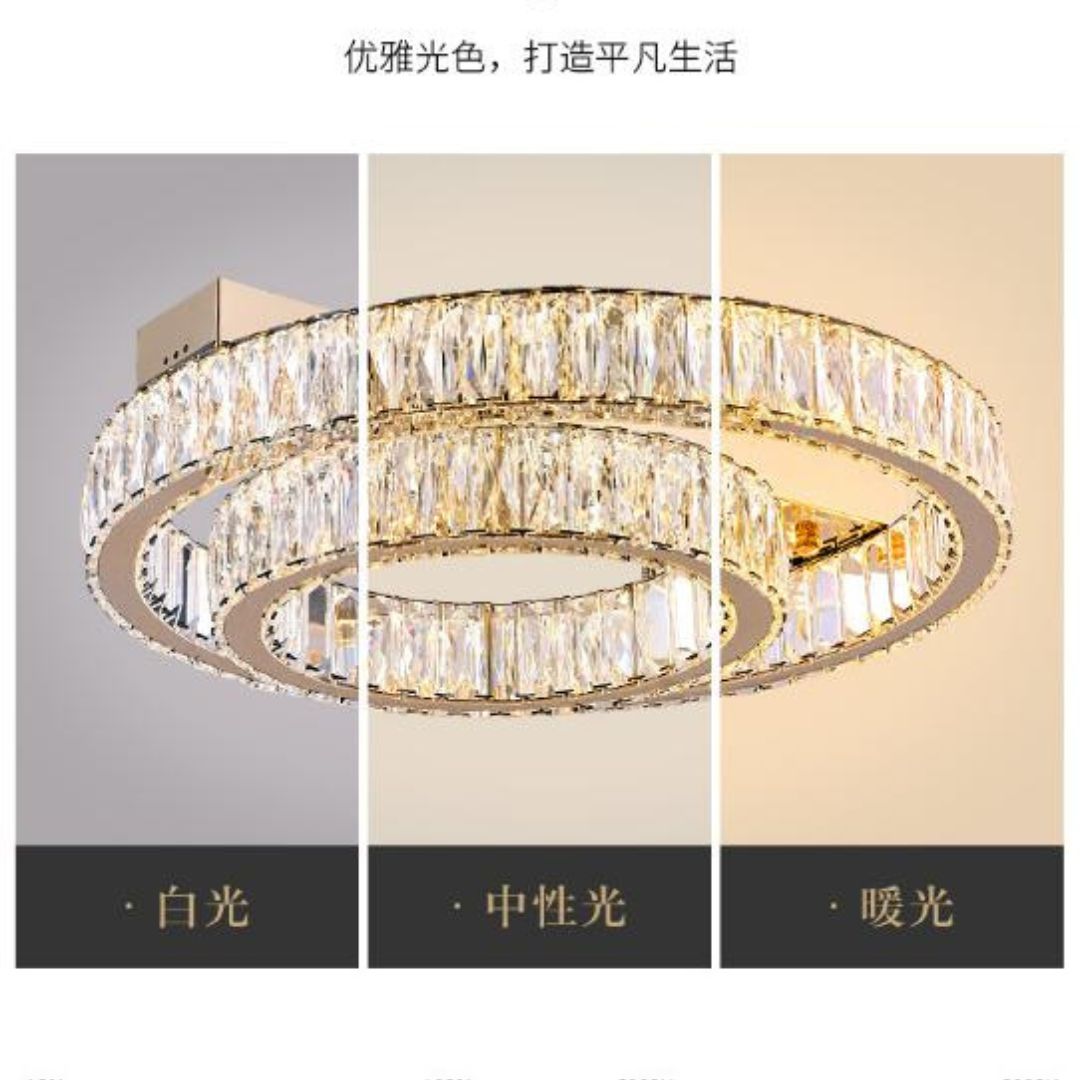 Đèn Trần Pha Lê Tròn Sang Trọng Có 3 Chế Độ Sáng Trang Hoàng Phòng Khách, Phòng Ngủ