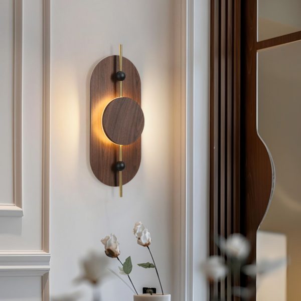 Đèn Tường Gỗ Hình Oval Tối Giản Phong Cách Wabi Sabi, Sang Trọng Chiếu Sáng Phòng Ngủ