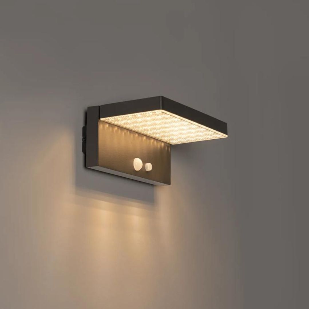 Đèn Tường Năng Lượng Mặt Trời Khung Nhôm Hình Học Chữ L Chống Thấm Nước Tốt, Decor Sân Vườn