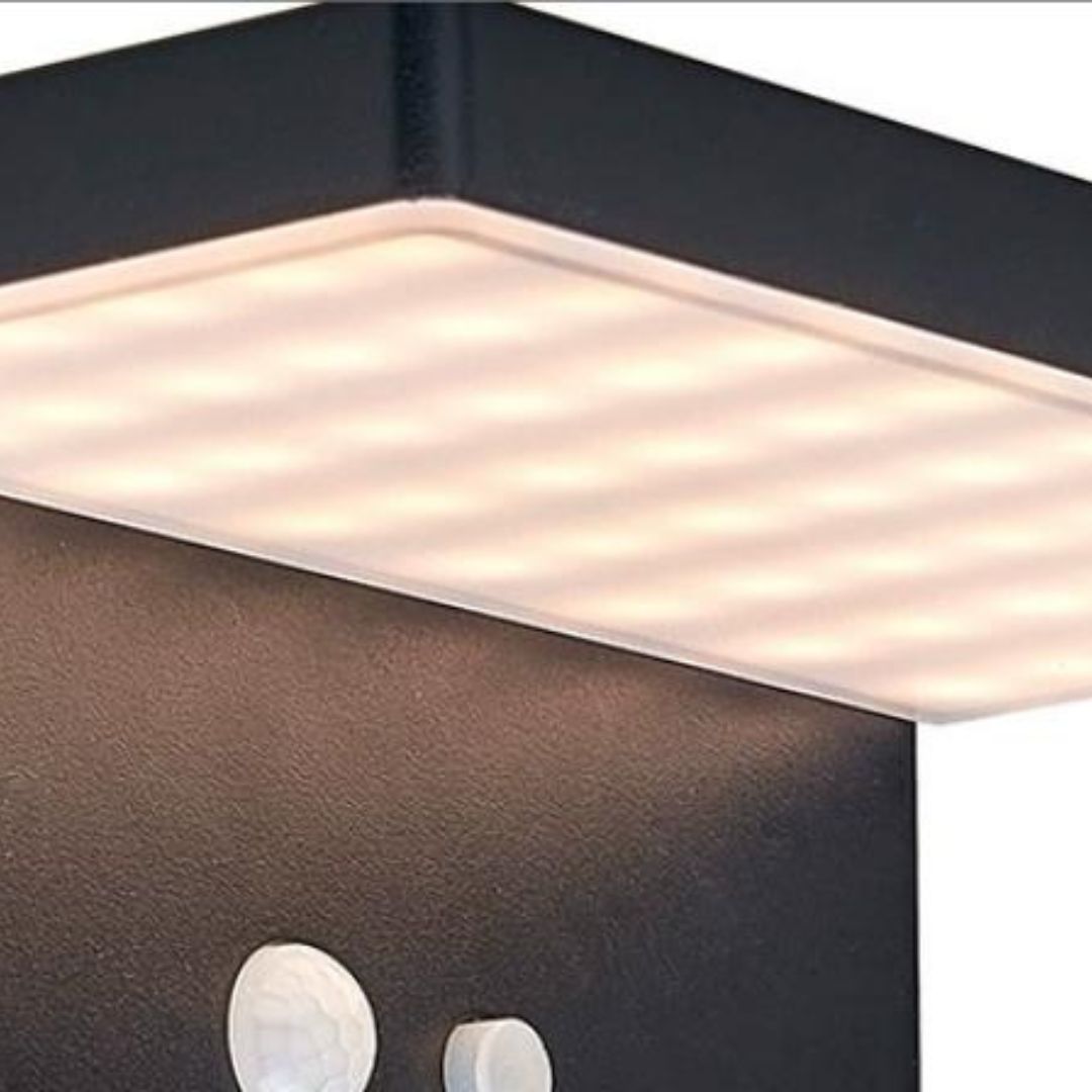 Đèn Tường Năng Lượng Mặt Trời Khung Nhôm Hình Học Chữ L Chống Thấm Nước Tốt, Decor Sân Vườn