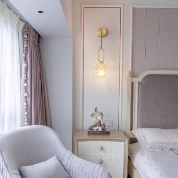 Đèn Tường Thuỷ Tinh Hình Lục Giác Chiếu Sáng Phòng Ngủ Có 3 Chế Độ Sáng Hiện Đại