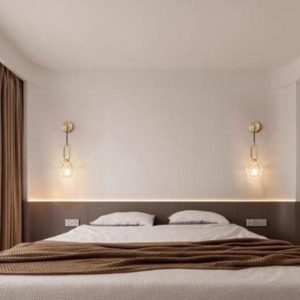 Đèn Tường Thuỷ Tinh Hình Lục Giác Chiếu Sáng Phòng Ngủ Có 3 Chế Độ Sáng Hiện Đại