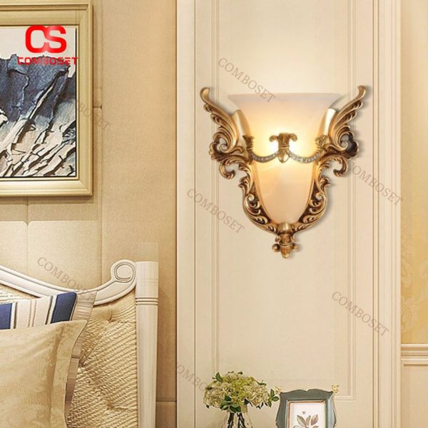 Đèn Tường Thuỷ Tinh Pháp Tân Cổ Điển Trang Trí Biệt Thự Kiểu Châu Âu Sang Trọng, Hoàng Gia
