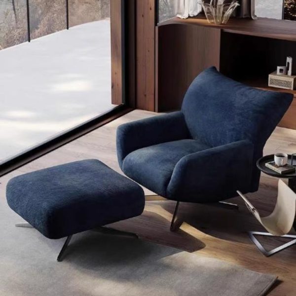 Ghế Sofa Đơn Vải Nỉ Màu Xanh Đen Tối Giản Xoay 360 Độ Hiện Đại Decor Phòng Khách
