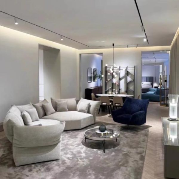Ghế Sofa Đơn Vải Nỉ Màu Xanh Đen Tối Giản Xoay 360 Độ Hiện Đại Decor Phòng Khách