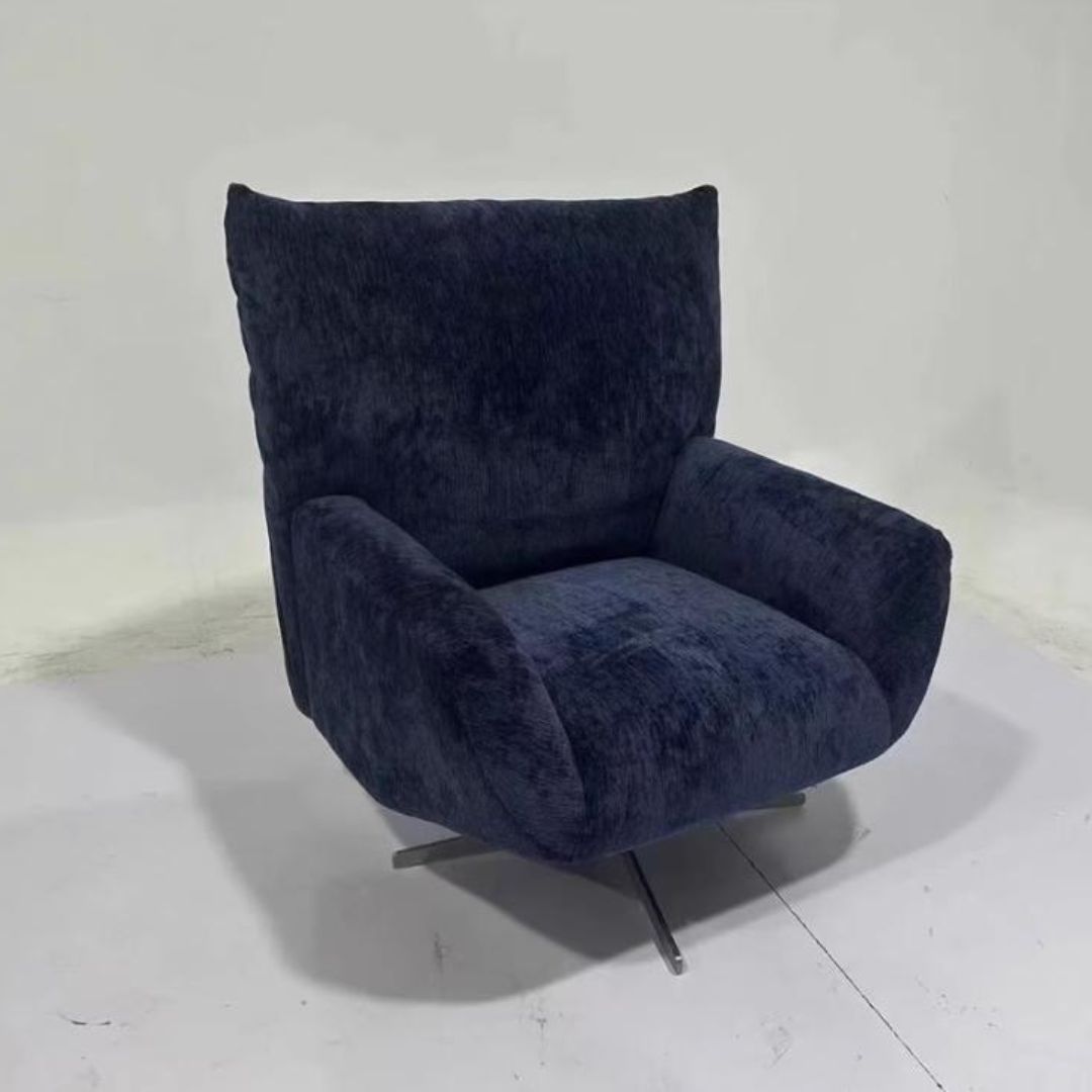 Ghế Sofa Đơn Vải Nỉ Màu Xanh Đen Tối Giản Xoay 360 Độ Hiện Đại Decor Phòng Khách