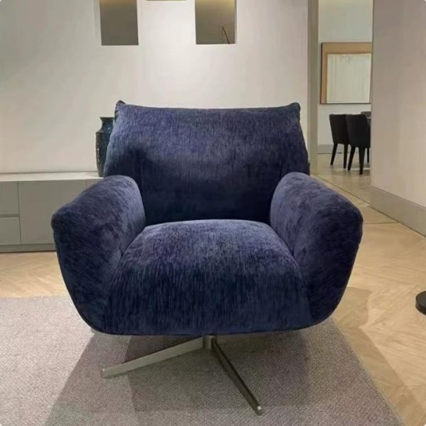 Ghế Sofa Đơn Vải Nỉ Màu Xanh Đen Tối Giản Xoay 360 Độ Hiện Đại Decor Phòng Khách