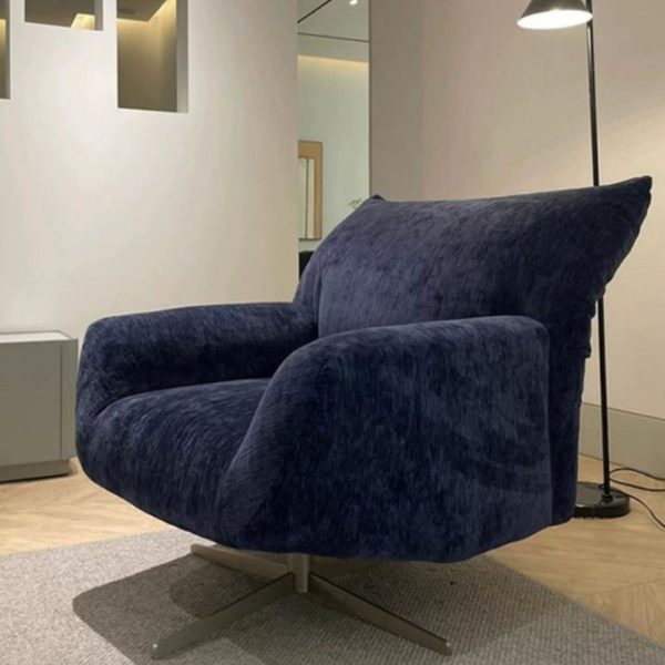 Ghế Sofa Đơn Vải Nỉ Màu Xanh Đen Tối Giản Xoay 360 Độ Hiện Đại Decor Phòng Khách