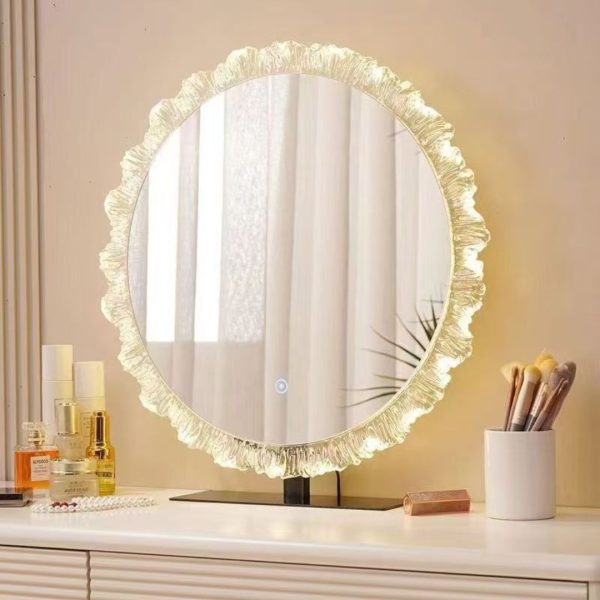 Gương Đèn LED Treo Tường Phòng Tắm Hình Tròn Bông Hoa, Phòng Ngủ, Bàn Trang Điểm Hiện Đại