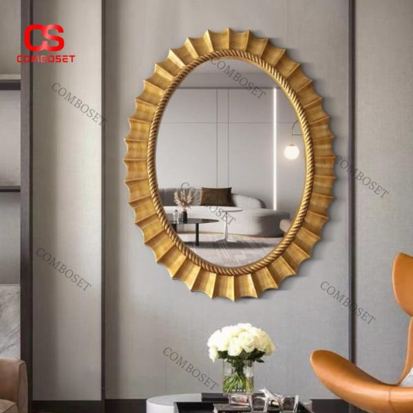 Gương Treo Tường Châu Âu Hình Bầu Dục Trang Trí Bàn Trang Điểm, Phòng Tắm, Khách Sạn