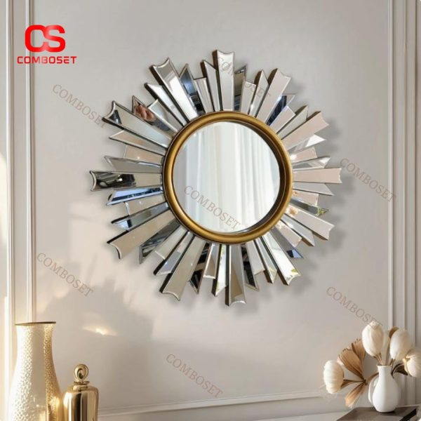 Gương Treo Tường Hình Mặt Trời Phong Cách Hiện Đại Châu Âu Decor Phòng Tắm