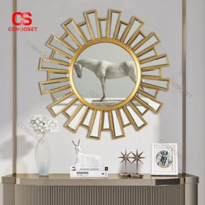 Gương Treo Tường Hình Mặt Trời Sang Trọng Cổ Điển Decor Phòng tắm, Phòng Khách Biệt Thự Hoàng Gia
