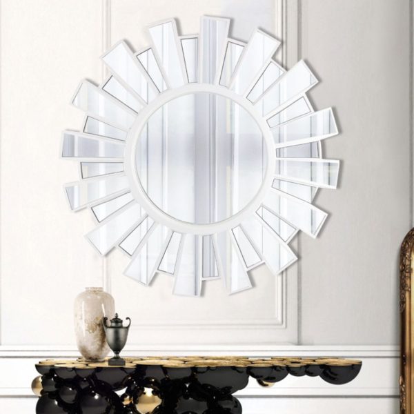 Gương Treo Tường Hình Mặt Trời Sang Trọng Cổ Điển Decor Phòng tắm, Phòng Khách Biệt Thự Hoàng Gia