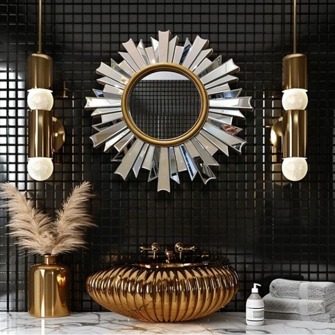 Gương Treo Tường Hình Mặt Trời Phong Cách Hiện Đại Châu Âu Decor Phòng Tắm