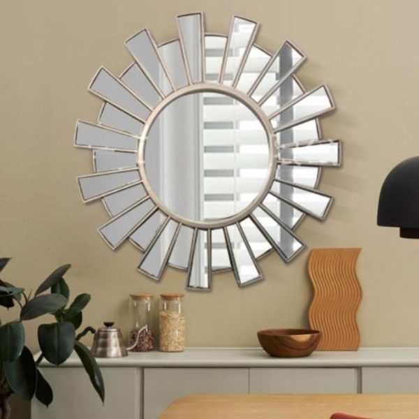 Gương Treo Tường Hình Mặt Trời Sang Trọng Cổ Điển Decor Phòng tắm, Phòng Khách Biệt Thự Hoàng Gia