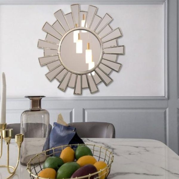 Gương Treo Tường Hình Mặt Trời Sang Trọng Cổ Điển Decor Phòng tắm, Phòng Khách Biệt Thự Hoàng Gia