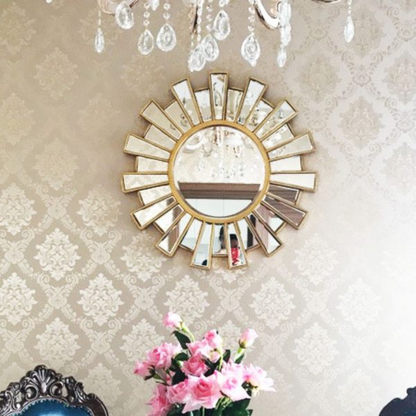 Gương Treo Tường Hình Mặt Trời Sang Trọng Cổ Điển Decor Phòng tắm, Phòng Khách Biệt Thự Hoàng Gia