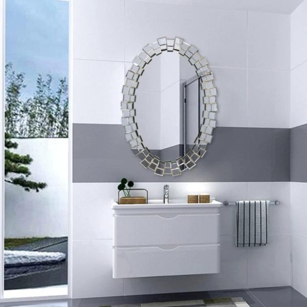 Gương Treo Tường Phòng Tắm Hình Bầu Dục Sang Trọng Trang Trí Khách Sạn, Căn Hộ Chung Cư